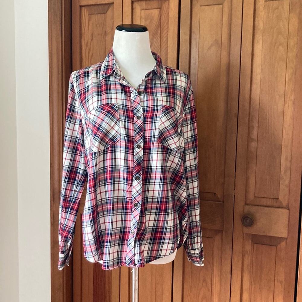 Faded Glory Red, Blue, & White Buttondown Shirt, Size M